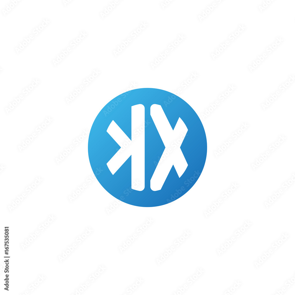 Initial letter KX, rounded letter circle logo, modern gradient blue color Initial letter KX, rounded letter circle logo, modern gradient blue color