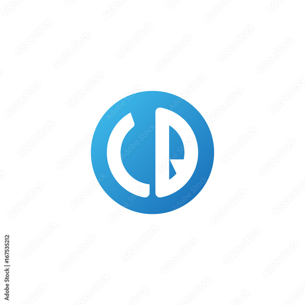 Initial letter CQ, rounded letter circle logo, modern gradient blue color Initial letter CQ, rounded letter circle logo, modern gradient blue color