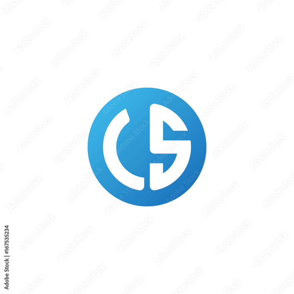 Initial letter CS, rounded letter circle logo, modern gradient blue color Initial letter CS, rounded letter circle logo, modern gradient blue color