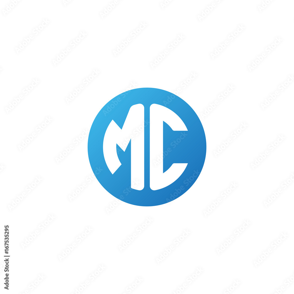 Initial letter MC, rounded letter circle logo, modern gradient blue color Initial letter MC, rounded letter circle logo, modern gradient blue color