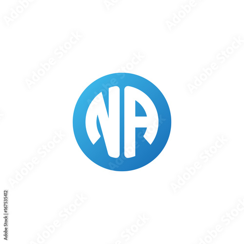 Initial letter NA  rounded letter circle logo  modern gradient blue color 