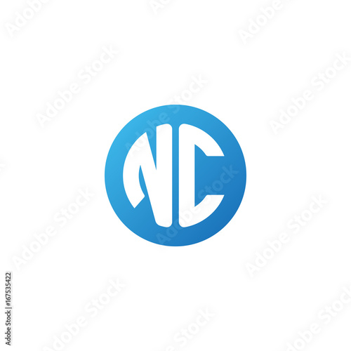 Initial letter NC, rounded letter circle logo, modern gradient blue color	