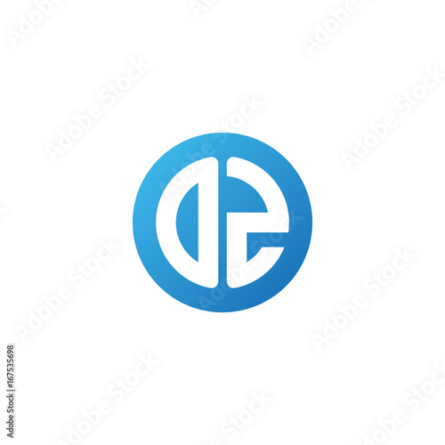 Initial letter OZ, rounded letter circle logo, modern gradient blue color 
