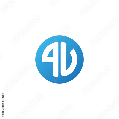 Initial letter PU, rounded letter circle logo, modern gradient blue color	
 
