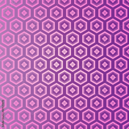 和文様_亀甲に花角_Japanese_pattern