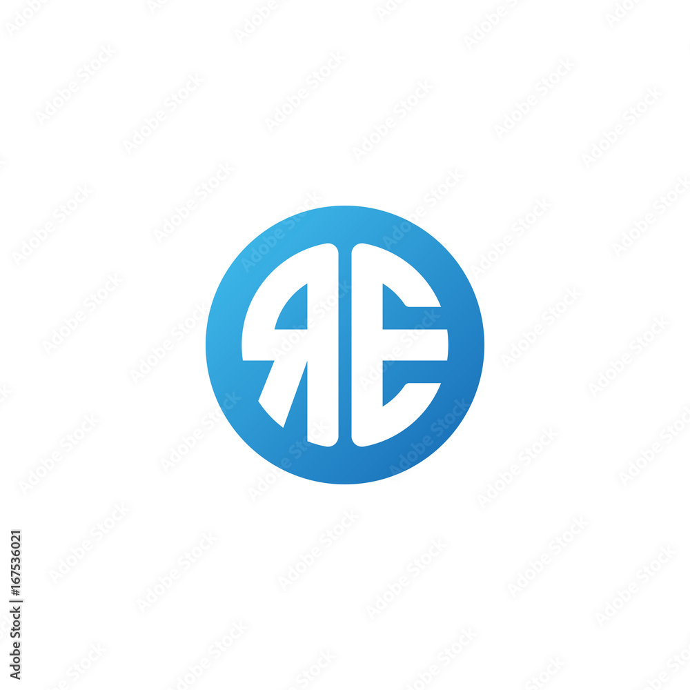 Initial letter RE, rounded letter circle logo, modern gradient blue color
Initial letter RE, rounded letter circle logo, modern gradient blue color