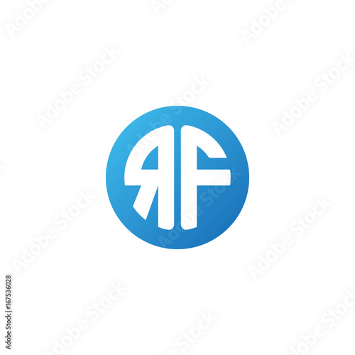 Initial letter RF, rounded letter circle logo, modern gradient blue color 