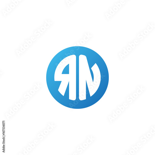 Initial letter RN  rounded letter circle logo  modern gradient blue color      