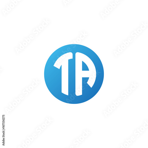 Initial letter TA  rounded letter circle logo  modern gradient blue color      