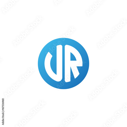 Initial letter UR  rounded letter circle logo  modern gradient blue color      