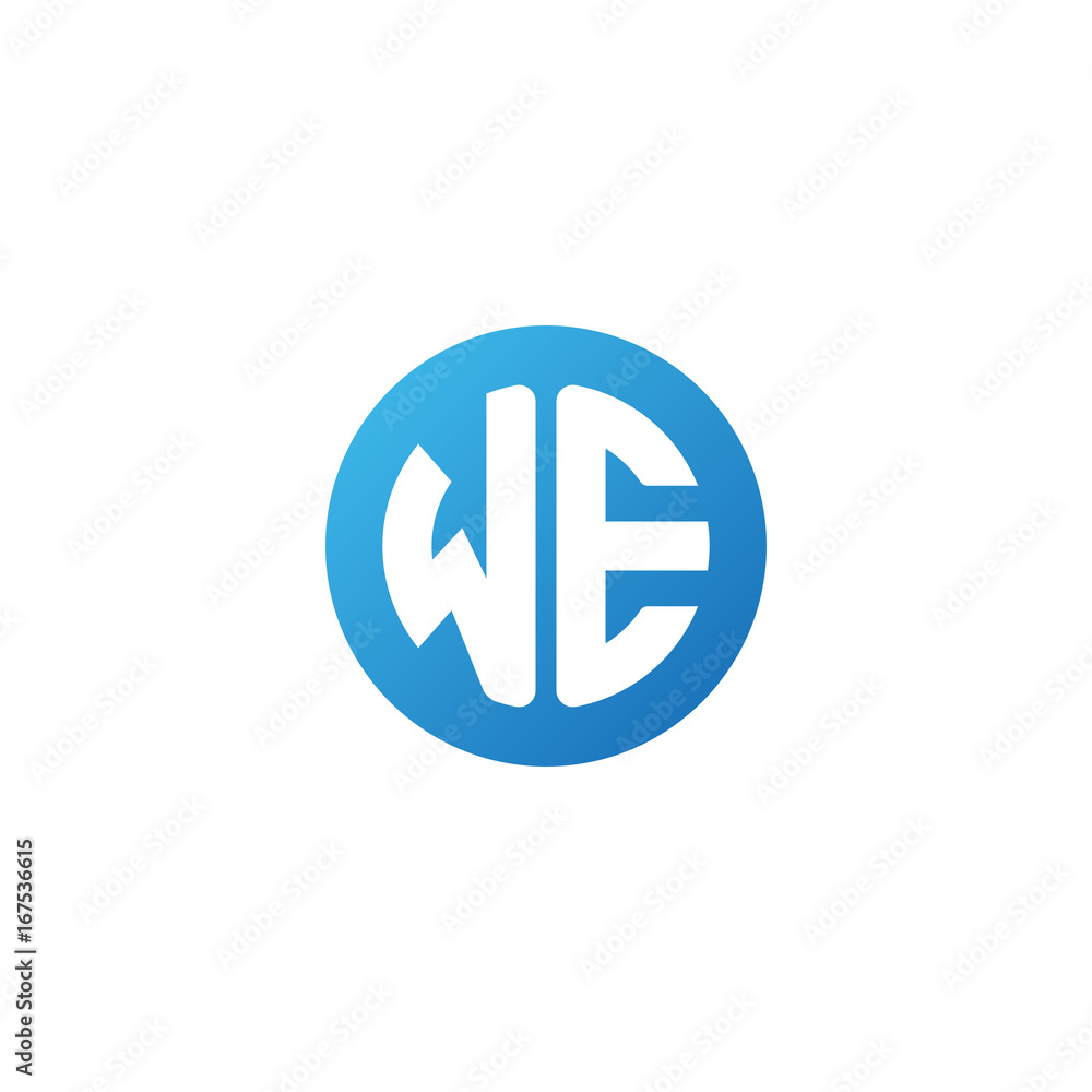 Initial letter WE, rounded letter circle logo, modern gradient blue color
Initial letter WE, rounded letter circle logo, modern gradient blue color