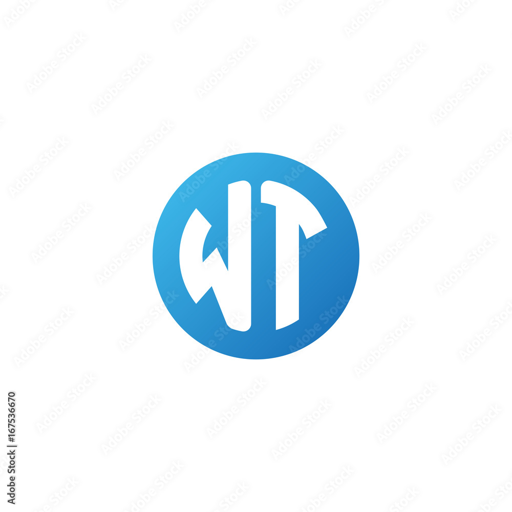 Initial letter WT, rounded letter circle logo, modern gradient blue color
Initial letter WT, rounded letter circle logo, modern gradient blue color
