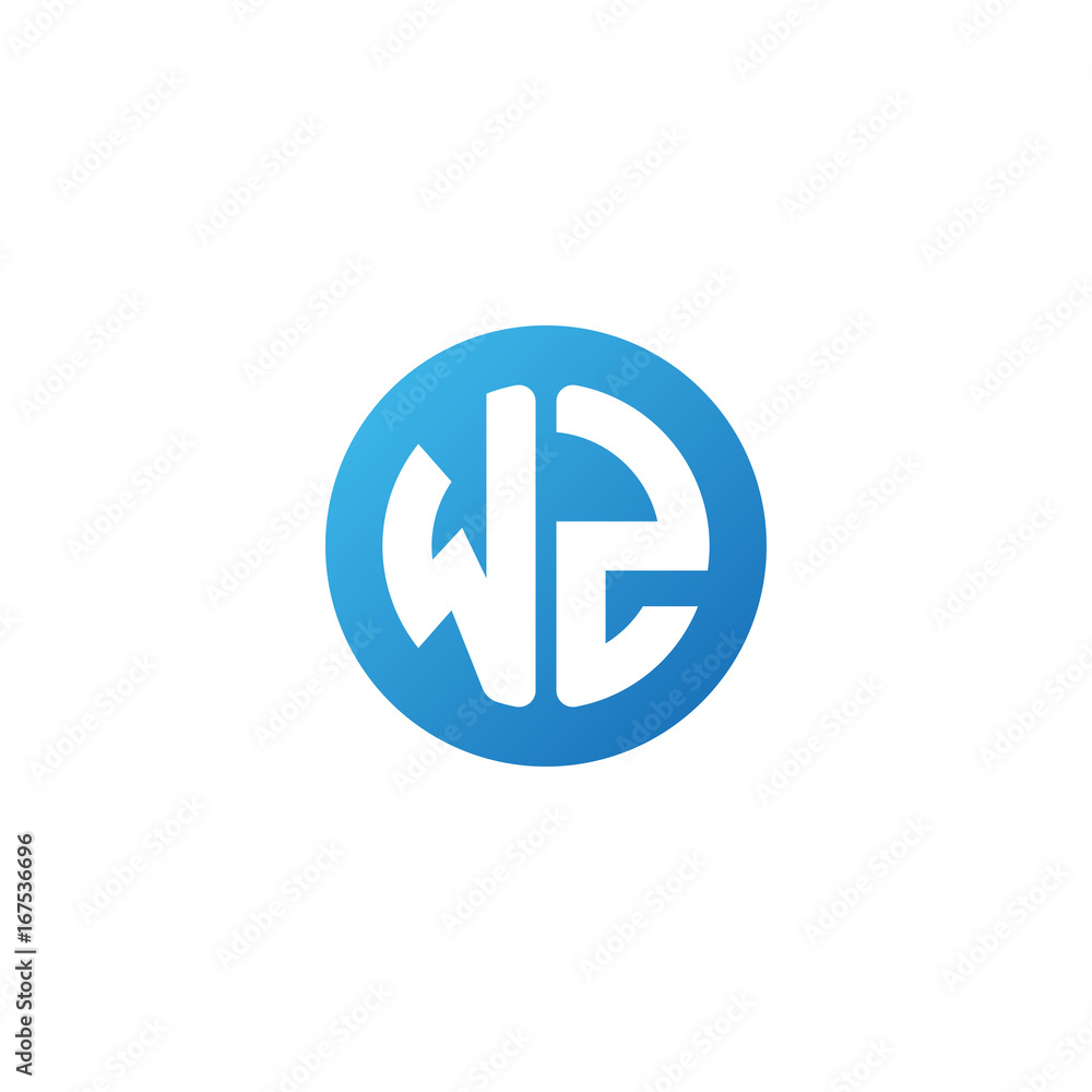Initial letter WZ, rounded letter circle logo, modern gradient blue color
Initial letter WZ, rounded letter circle logo, modern gradient blue color
