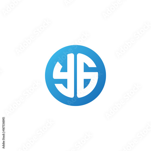 Initial letter YG, rounded letter circle logo, modern gradient blue color 
