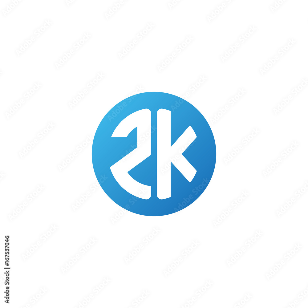 Initial letter ZK, rounded letter circle logo, modern gradient blue color
Initial letter ZK, rounded letter circle logo, modern gradient blue color