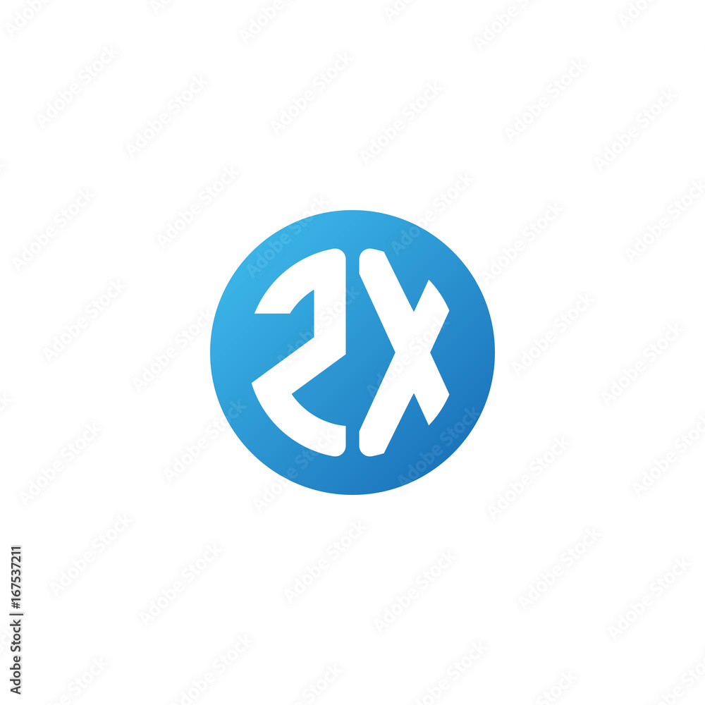 Initial letter ZX, rounded letter circle logo, modern gradient blue color
Initial letter ZX, rounded letter circle logo, modern gradient blue color