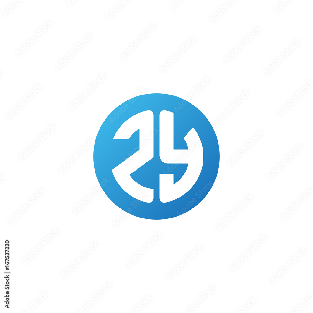 Initial letter ZY, rounded letter circle logo, modern gradient blue color
Initial letter ZY, rounded letter circle logo, modern gradient blue color