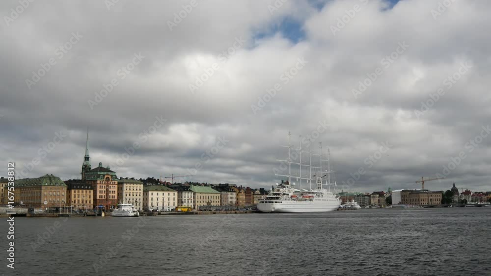Time lapse from cruise ship Wind Surf in Gamla Stan Stockholm Sweden Time lapse from cruise ship Wind Surf in Gamla Stan Stockholm Sweden