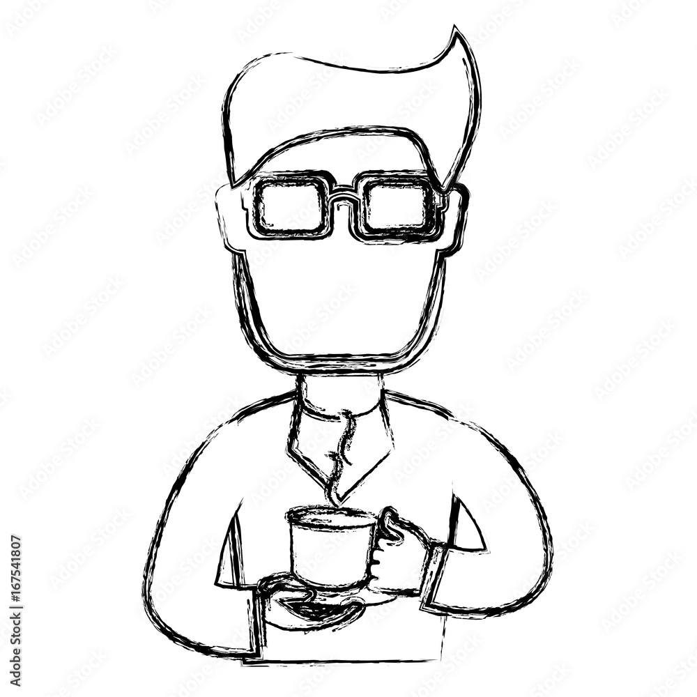 man drinking coffee avatar vector illustration design