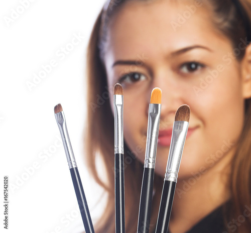 Cosmetician over white background