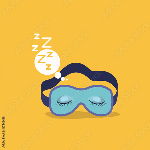 color background with sleep mask with snoring sign in bubble callout