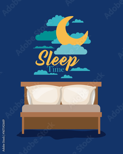 color poster scene night landscape of bed sleep time