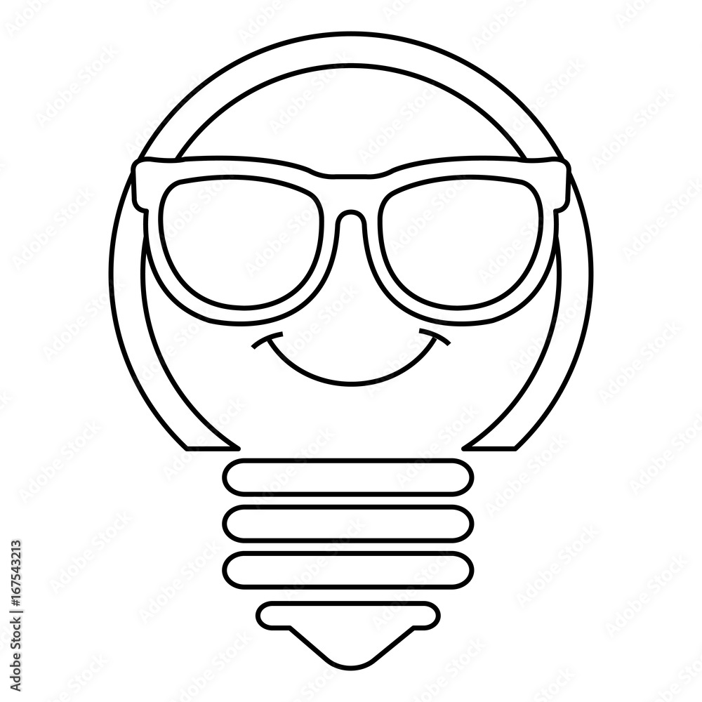 Obraz premium bulb light with glasses kawaii character vector illustration design