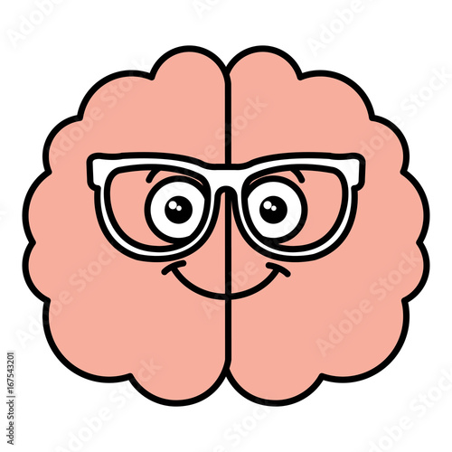 brain storming with glasses kawaii character vector illustration design