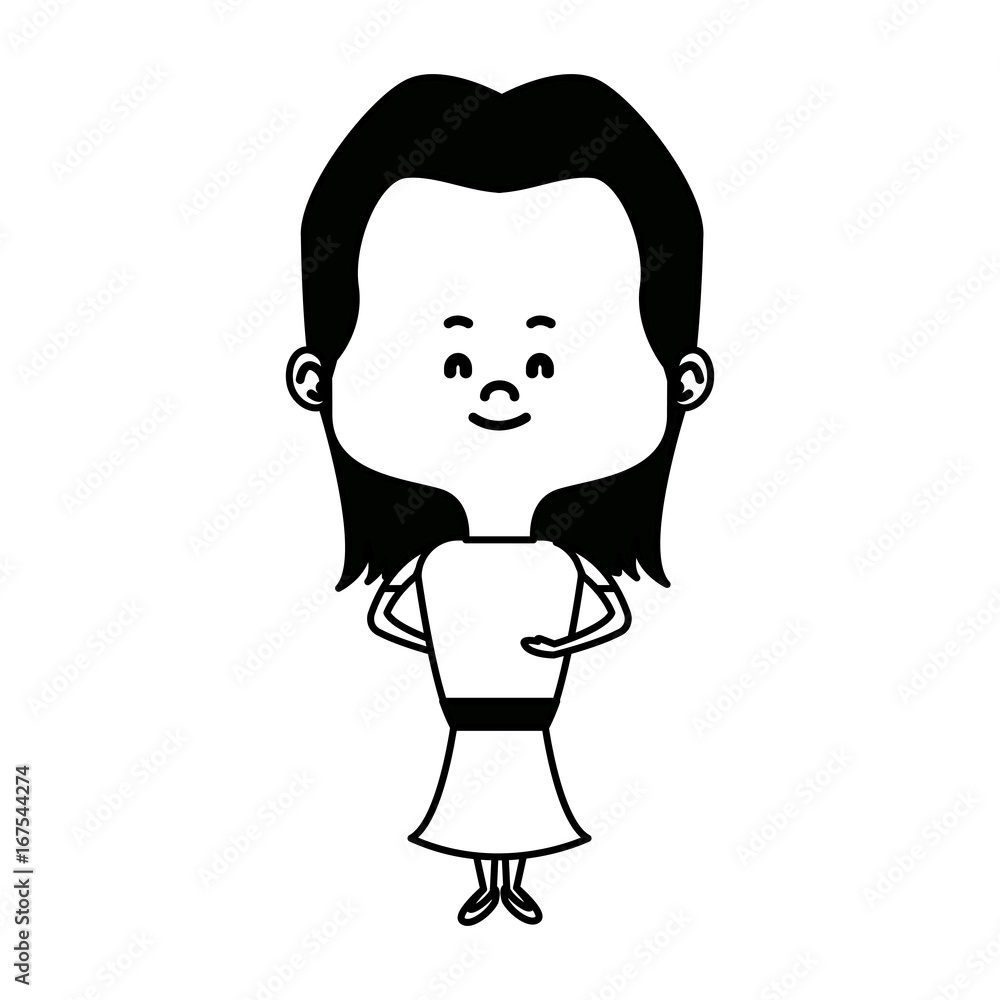 cute cartoon woman pretty elegant clothes vector illustration