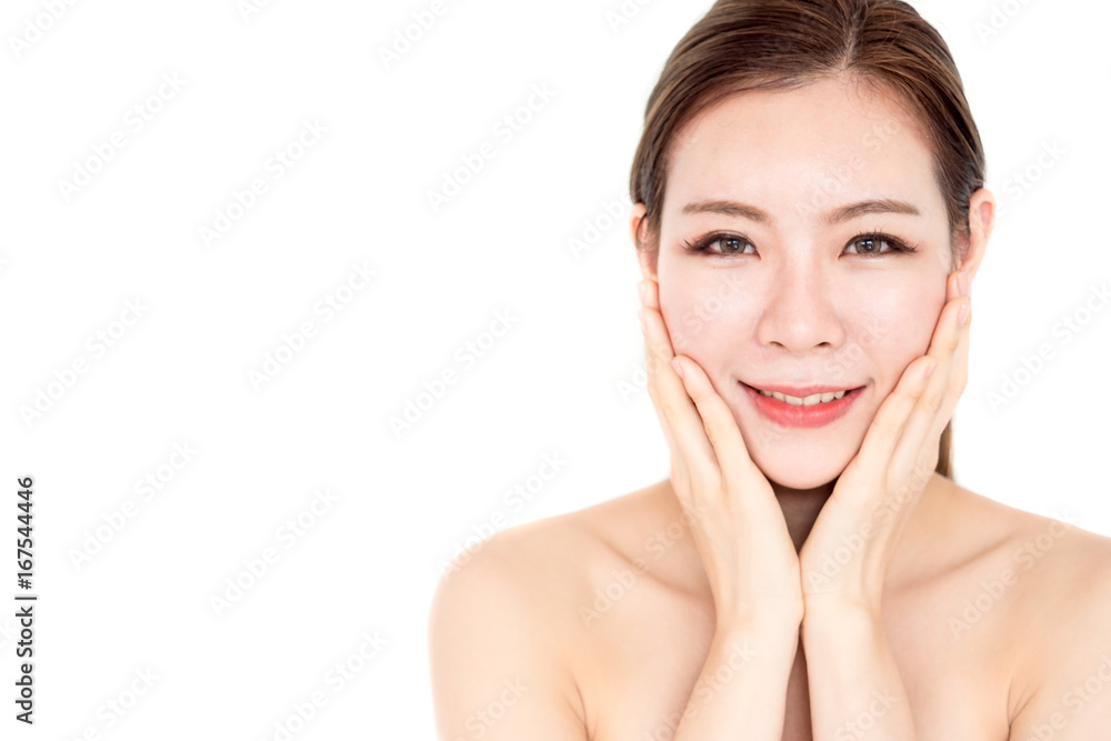 Beautiful asian woman on white isolated background, make up, healthy skin, beauty, cute asian woman concept Beautiful asian woman on white isolated background, make up, healthy skin, beauty, cute asian woman concept