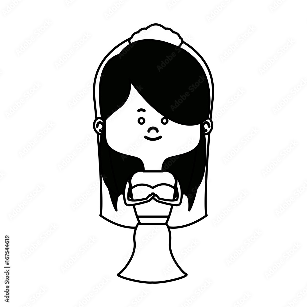 adorable woman bride lovely marriage character vector illustration
