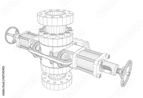 Blowout preventer. Wire frame style