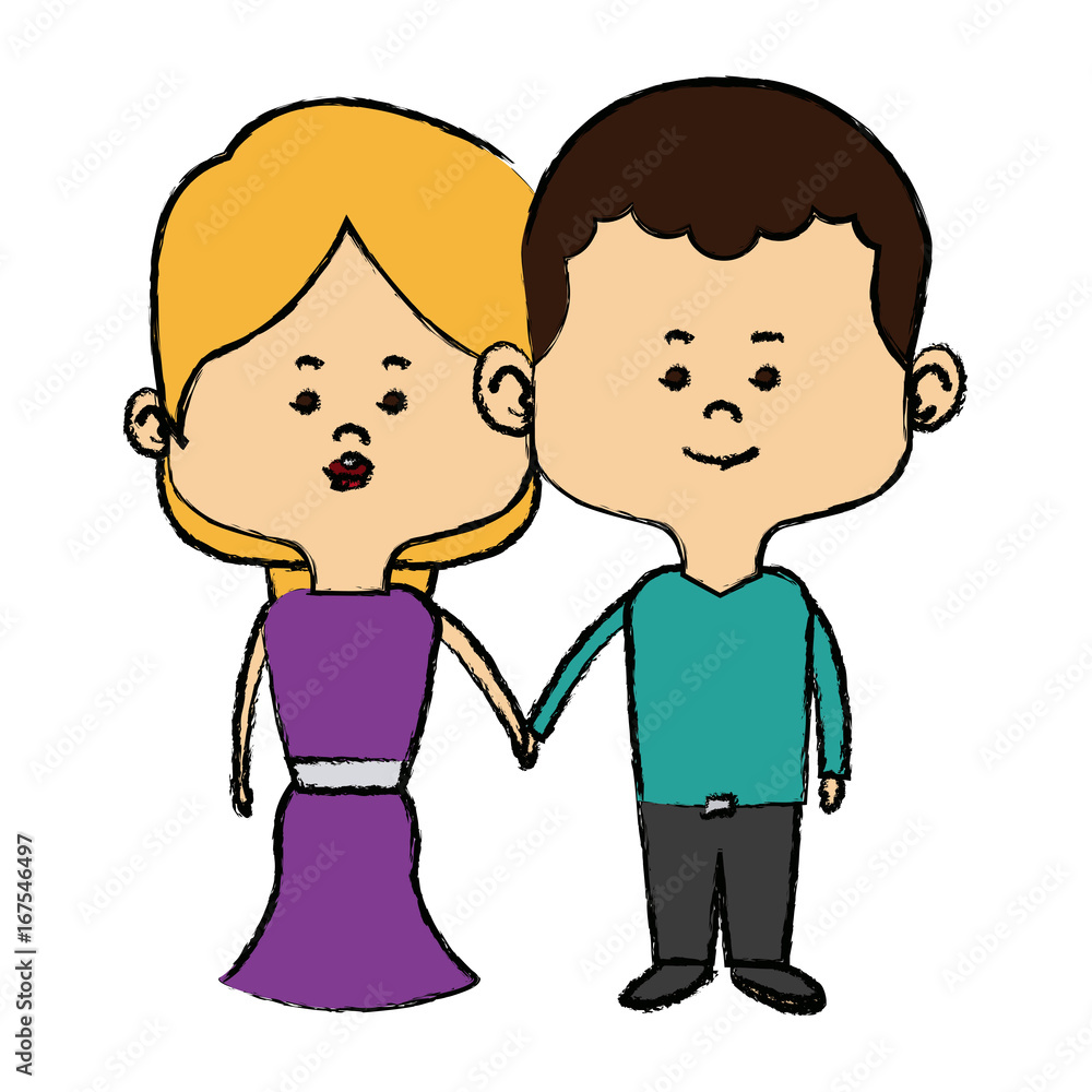 couple of young people man and woman hold hands vector illustration couple of young people man and woman hold hands vector illustration