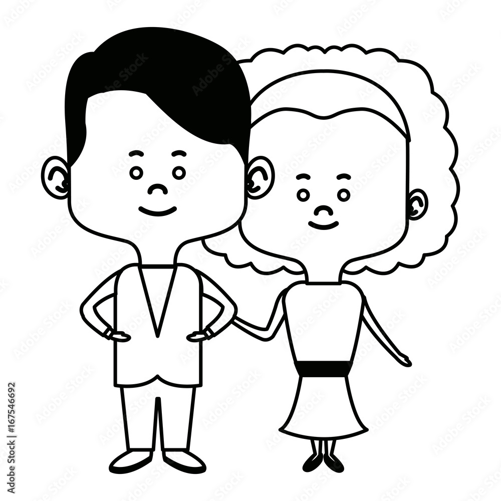 cute couple bride and groom holding hands lovely cartoon vector illustration cute couple bride and groom holding hands lovely cartoon vector illustration