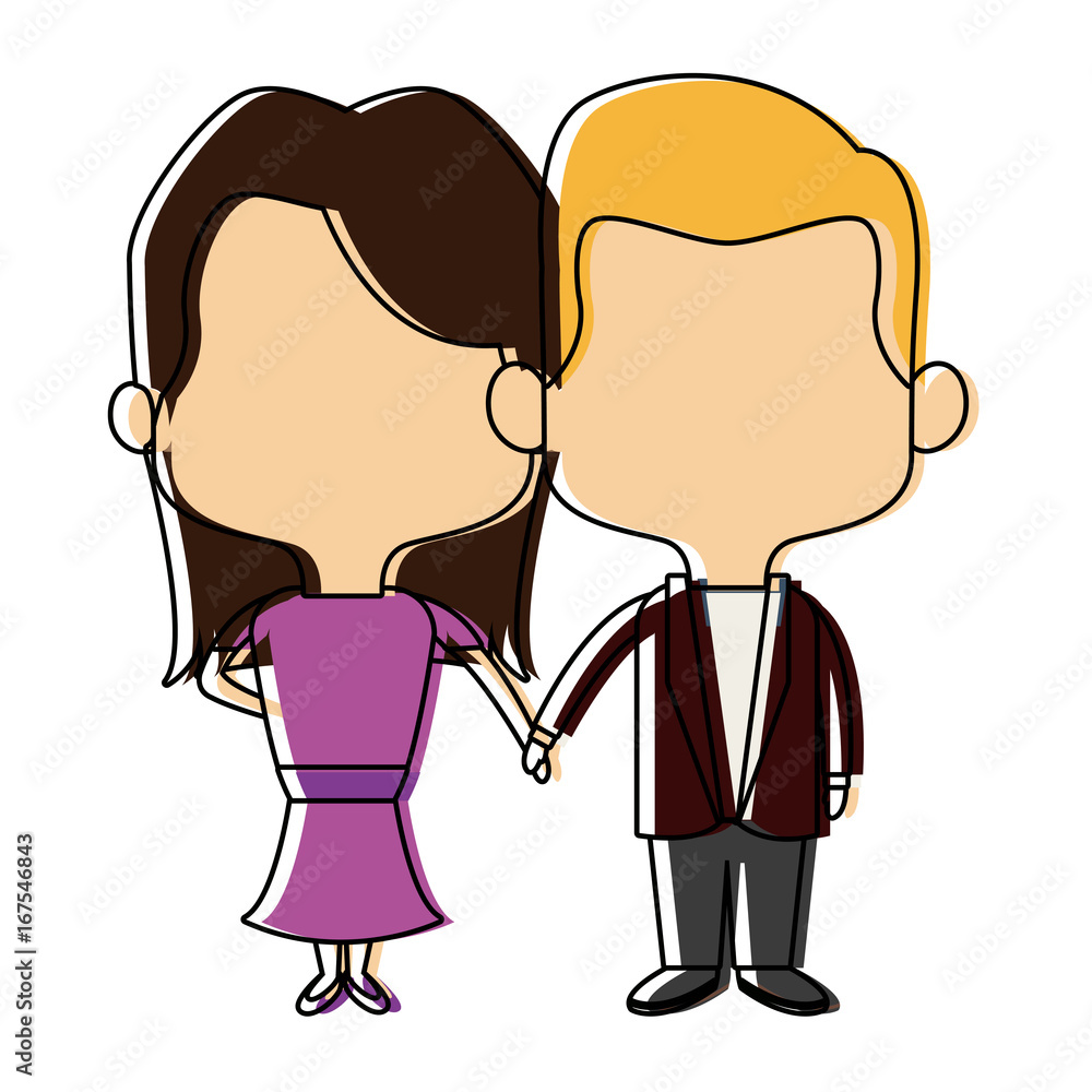 couple of young man and woman hold hands romantic vector illustration couple of young man and woman hold hands romantic vector illustration
