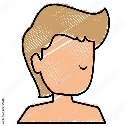 young man shirtless avatar character vector illustration design