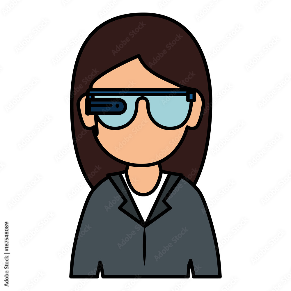 user with reality virtual glasses icon vector illustration design