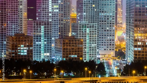  Time lapse of Jianwai SOHO,the CBD skyline at night in Beijing,China photo