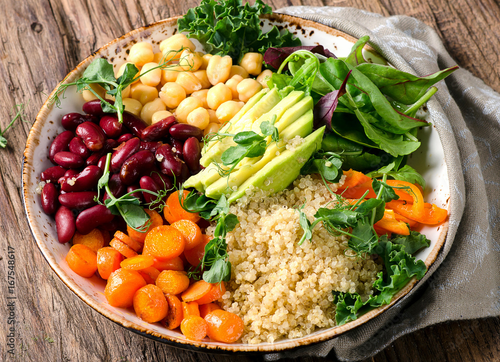 Vegetarian Buddha bowl with quinoa and chickpea