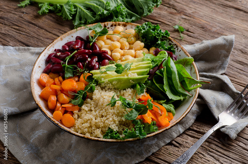 Vegetarian Buddha bowl with quinoa and chickpea photo