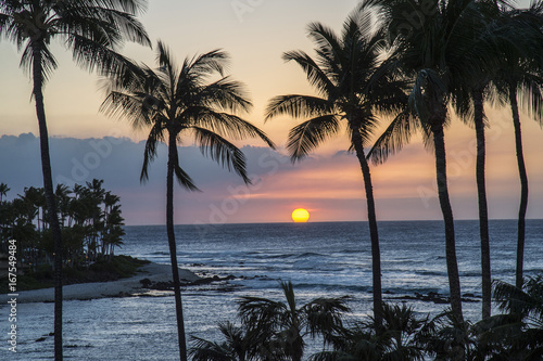 Fototapeta Naklejka Na Ścianę i Meble -  Waikoloa resort sunset, Hawaii island 