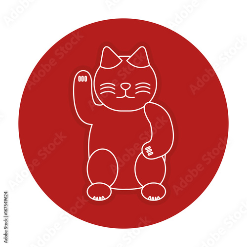 japanese cat luck icon vector illustration design
