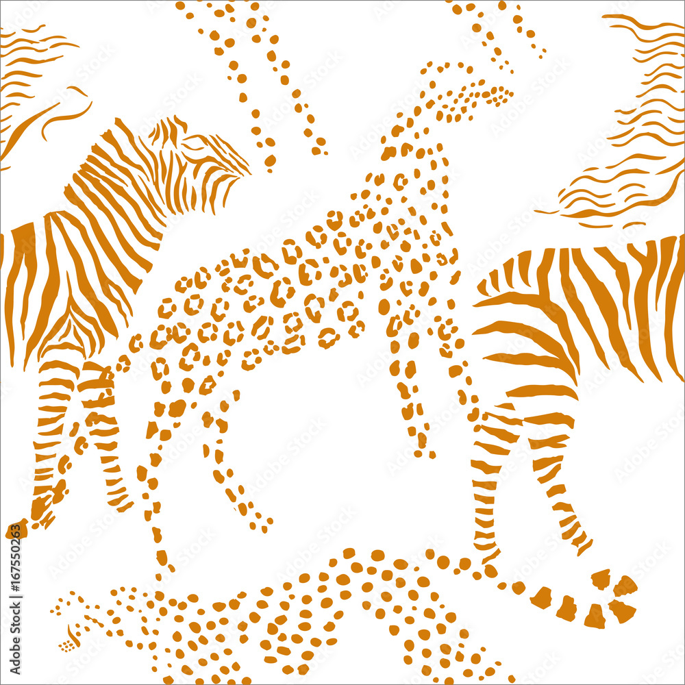 Obraz premium Seamless pattern with savanna animals