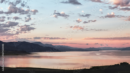 View on the coast Bukhtarma reservoir on sunrise  Bukhtarma Reservoir  East Kazakhstan