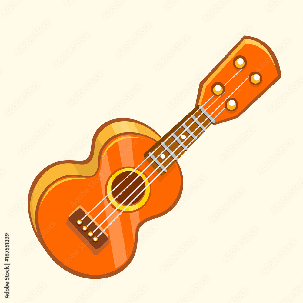 Cartoon Vector Illustration of Acoustic Guitar or ukulele. Cartoon clip  art. Musical instrument icon Stock Vector | Adobe Stock