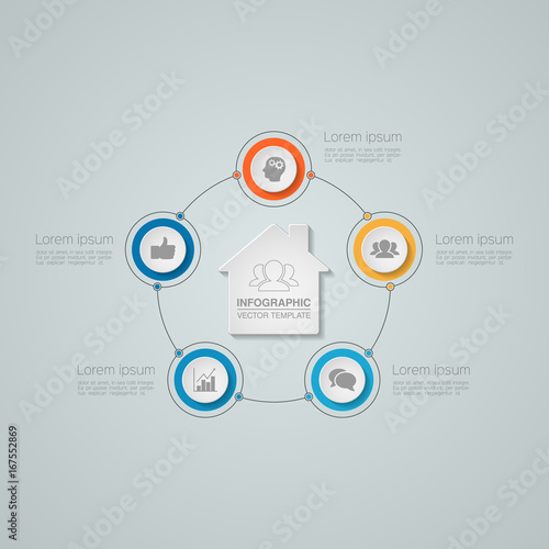 Vector infographic template for diagram, graph, presentation, chart, business concept with 5 options.