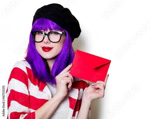 woman with christmas envelope photo