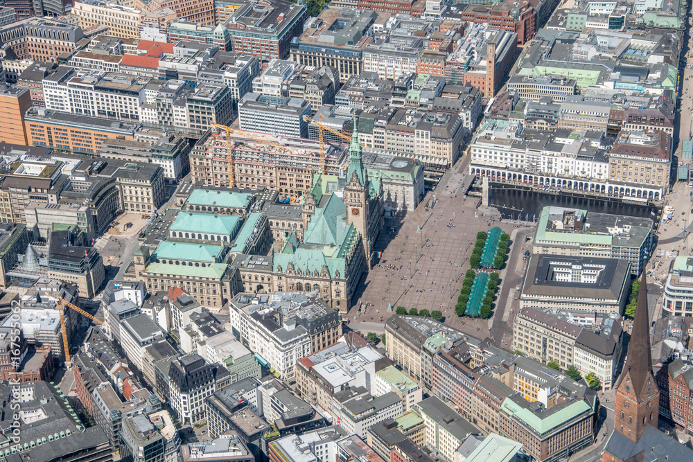 Germany, Hamburg and suburbs. Panorama frome above