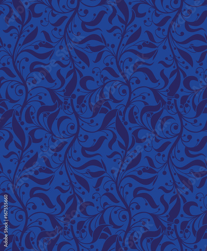 Blue floral seamless pattern