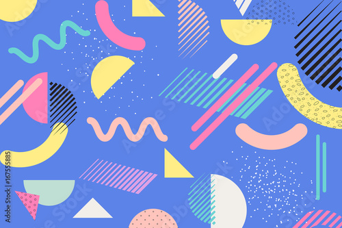 Geometric pattern memphis style background, shapes background
